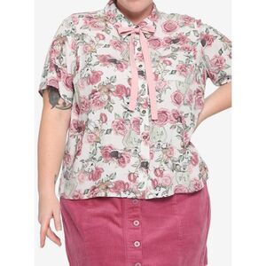 Disney Beauty & The Beast Rose Woven Button-Up Plus Size 4